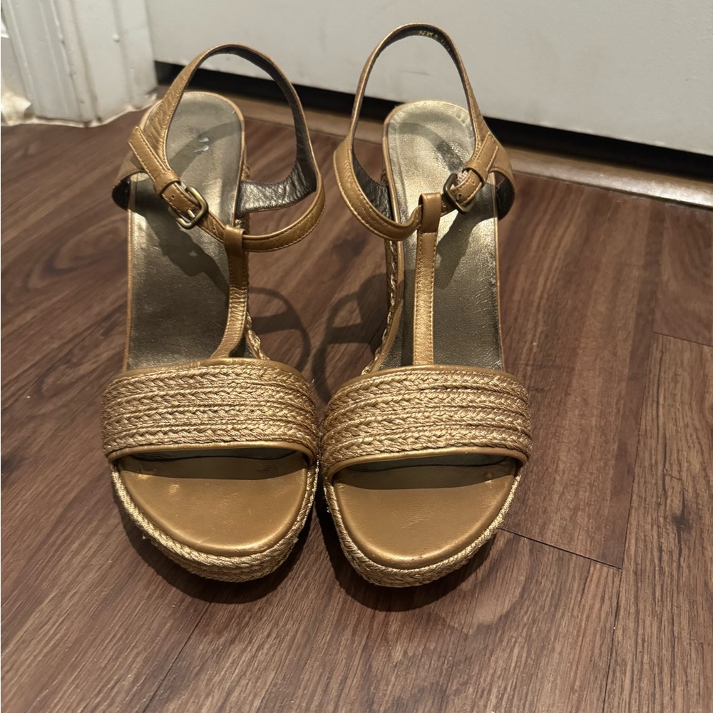 Stuart Weitzman Gold Woven Sandals